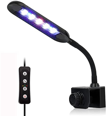 Luce per acquario, 3 modalità di colore, regolazione della luminosità a 5 livelli, con timer e funzione memoria, adatta per piante acquatiche e acquari d'acqua dolce (6 W per acquari da 20 a 30 cm)