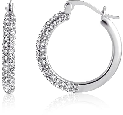 Silber 925 Creolen, Sterling Silber Ohrringe Creolen für Damen, Bling Ohrringe Creolen mit AAA+ Zirkonia, Hypoallergen Creolen Groß Kleine Ohrringe Silber für Damen Frauen Schmuck Geschenke