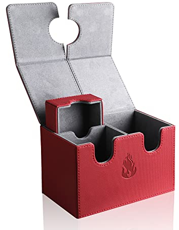 UAONO Deck Box für Magic the Gathering Karten, Kartenbox mit Würfel Tray für 200+ Karten, Premium Magnetic Sammelkarten Box Kompatibel mit MTG Commander (Rot)