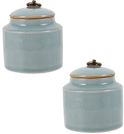 2pièces Pots De Rangement Céramique Contenants De Stockage Créatifs Pour Cuisine Récipients Céramiques Étanches Pour Aliments