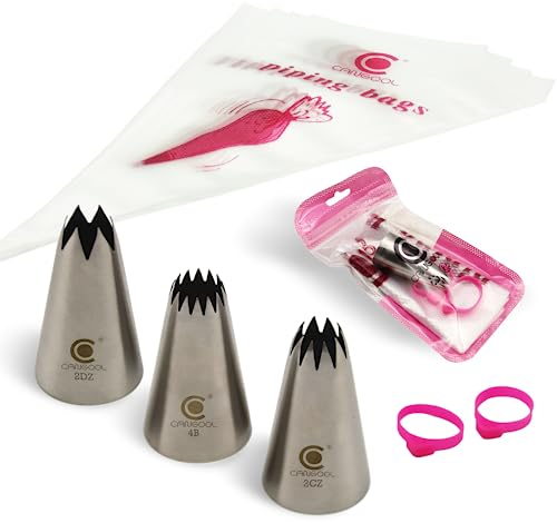 Cangool Spritztüllen Set Muster #2CZ #2DZ #4B - Professionelles Spritzbeutel Set mit vielfältigen Tüllen für kreative Kuchenverzierungen