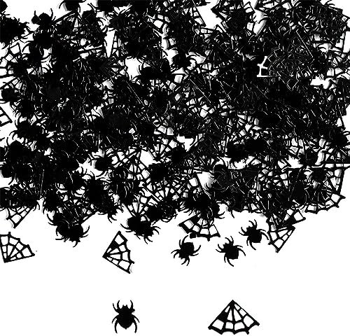 Halloween Deko Konfetti Schwarz, ca. 300 Stück Spinnweben Spinne Confetti,Horror Halloween Dekoration,Happy Halloween Tischdeko, Konfettikanone Halloween Party Streudeko,DIY-Basteleien,Ballon Konfetti