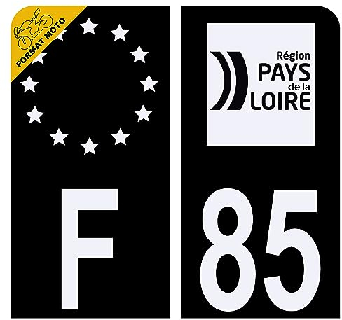 HADEXIA Aufkleber für Nummernschild, Motorrad, Département 85, Vendée Schwarz
