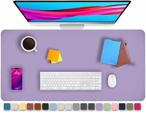KKTECH Leather Desk Pad, Non-Slip, Mouse Pad, Premium Office Table Writing Mat for Laptop Writing, Waterproof Leather Mat (Lavendar, 60 x 35)