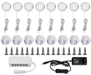 Lightess 8er Unterschrank Beleuchtung Küche Unterbauleuchte LED Schrankbeleuchtung Küchenbeleuchtung Schrank Beleuchtung Wandleuchten Vitrinenbeleuchtung Spotlight mit Kabel Stecker Neutralweiß
