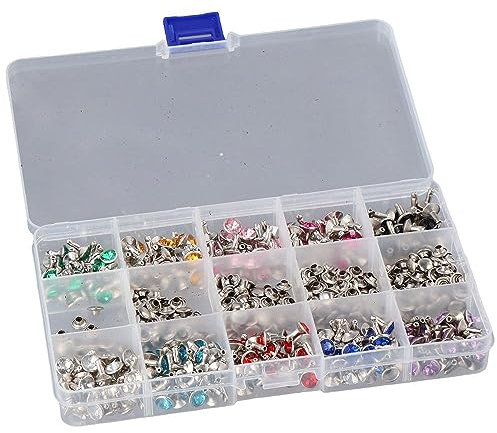 YYlingx Lot de 300 rivets en cristal de 8 mm, 10 couleurs, rivets en strass, accessoires pour la fabrication du cuir