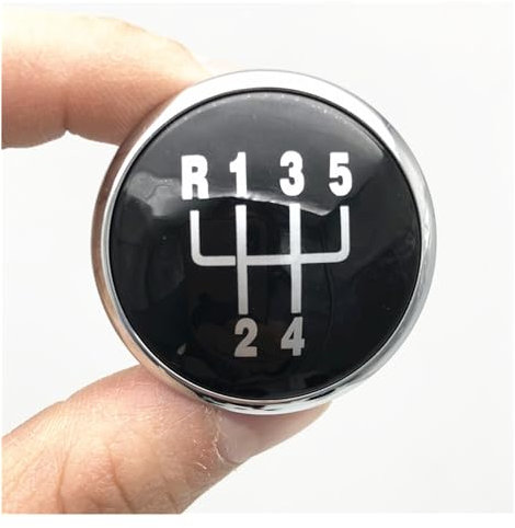 Auto Schaltknauf Für VW Für Golf 4 Für Jetta MK3 MK4 Für GTI MK4 Für Bora Für Lupo Für Polo Schaltknauf Geschwindigkeit Anzahl Emblem Abdeckung Kappe Car Schaltknauf Knauf (Farbe : Black Silver 5 SPE