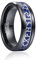 TUNGSTORY Wikinger Ring Herren 8mm Wolfram Schwarz Ring mit Blaue Kohlefaser Wikinger Schmuck Herren Ehering Größe 70(22.3)