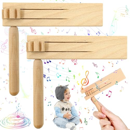 Duyteop 2 Stück Holz Rassel Ratsche, Holz Spinning Ratsche, Spielzeug Ratsche Krachmacher, Doppelratsche Aus Hand Musikinstrument, Spielzeug Holzratsche Schieben, Für Sporting Events, Feirlichkeuten