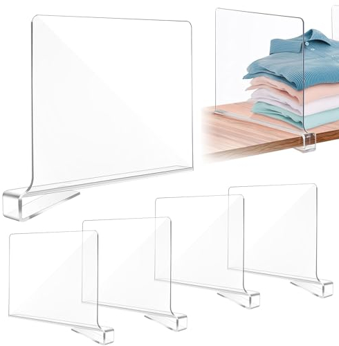 URHELP 4 Stück Transparente Acryl-regaltrenner, Multifunktionaler Regaltrenner Kleiderschrank, 30x20cm Regalteiler, Kleiderschrank Trenner für Schlafzimmer Küche Schränke und Organisation