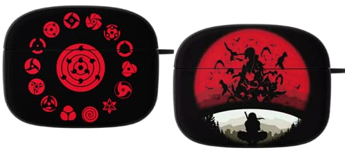 PBNDJVG 2 Stück Hülle Anime Kompatibel mit AirPods Pro, Akatsuki Itachi Uchiha Sasuke Schutzhülle mit Niedliche 3D Cartoon Cool Muster Schutz Case Weiches Silikon Stoßfeste Cover für Mädchen Frau, 09