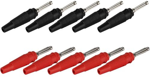 CLDIY 10Pcs 32A Hochstromschraube Typ 4mm Banane Stecker Lautsprecher Kabel Adapter für Lautsprecher (5 Red+5 Schwarz)