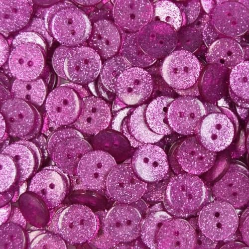 celloexpress 19mm Glitter Round Sparkly Craft Buttons (Fuchsia, Pack 10) | Ideal for Sewing/Knitting/Clothes, Crafting & Scrapbooking