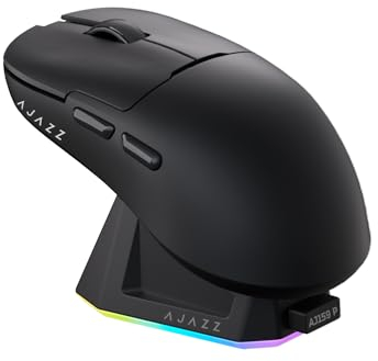AJ159P SUPERLIGHT Wireless Gaming Mouse with RGB Magnetic Charging Dock, Dual mode 2.4G/USB - C Wired PC Gaming Mice, PAW3395 Sensor, 26000 DPI, 6 Programmable Button, 200Hrs Battery for PC/Mac-Black