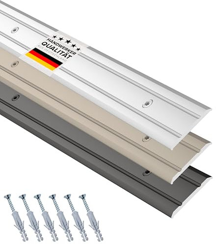 D-TACK Übergangsprofil Alu zum Schrauben inkl. Schrauben & Dübel | Breite 24,8 mm | Länge 1 m | Silber | Flache Übergangsschiene | Übergangsleiste aus eloxiertem Aluminium