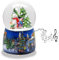 Schneekugel Weihnachten Spieluhr | Kinder Bauen Schneemann | Sockel Weihnachtsmarkt mit Polyhaus | mit Musik | H:14 cm B: 10 cm | Schüttelkugel | 20260