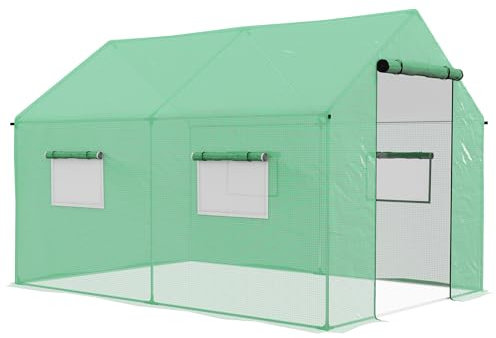 Outsunny Invernadero de Exterior 2x3x2 m Invernadero de Túnel con 4 Ventanas de Malla y Puerta con Cremallera Invernadero de Huerto Anti-UV para Patio Jardín Terraza Verde