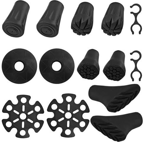 14 Pcs Tacos De Goma, Conteras De Goma para Bastones, Conteras para Bastones De Senderismo, Conteras para Bastones De Marcha Nordica, Tacos Muletas Antideslizantes