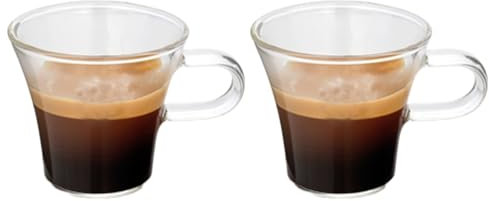 CUPERINOX Tazas de Espresso de Cristal - Vaso cafe - Vaso Cristal - 80ml (Set de 2) - Apto para Lavavajillas y Microondas - Aroma Series