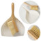 LS-LebenStil Vintage Kehrbesen Kehrschaufel 35x24cm Retro Creme Weiß Kehrset Handfeger Kerharnitur Holz Bambus Besen mit langem Stiel Kehrblech aus Kunststoff