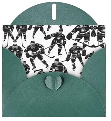 Dunkelgrüne WHJSHOP schwarze Hockey-Druck-Grußkarte – hochwertiges Perlglanz-Papier mit doppelseitigem Perleffekt