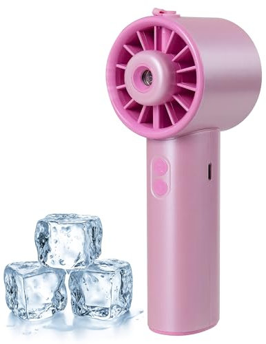 AWAVE ElecTrust Ventilateur Portable avec Eau et Batterie Rechargeable USB, 3 Vitesses, Mini Ventilateur Brumisateur avec Eau, Petit Ventilateur pour Bureau Voyage Camping, Rose Vif