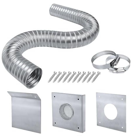 Kit Toma Aire Exterior – Acero, Robusto, Estándar | Tubo Flujo Controlado con Rejilla Ajustada para Estufa Leña Pared Hogar Interior Adaptado Ventilación Estable