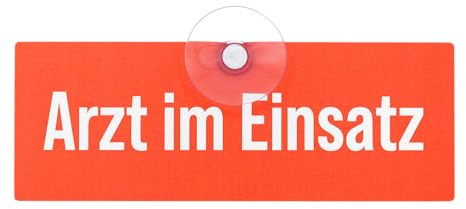 Arzt im Einsatz Schild fürs Auto mit Saugnapf – gut sichtbares Arztschild für Hausbesuch, Bereitschaftsdienst und medizinischen Außendienst – UV-beständiger Aluminium-Verbund – 18 × 6,5 cm