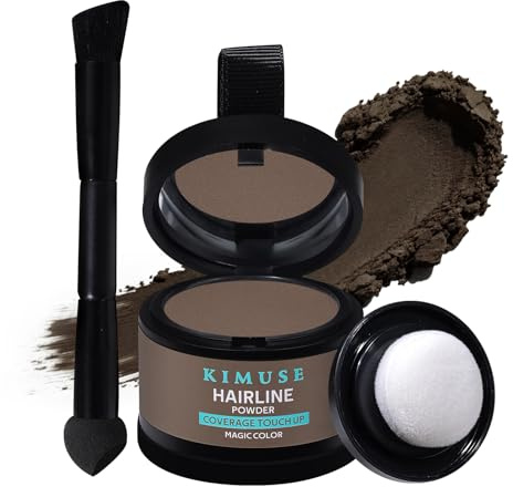 KIMUSE Polvo Capilar Retoque de Raíces, Cubre Canas, Densifica y Da Volumen | Acabado Natural para Hombres y Mujeres Estuche con Espejo y Brocha Doble Punta, Ideal para Retoques en la Oficina o una Cita