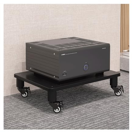 RGZFYH HiFi Rack Audio-Rack-Tower mit Rädern, Heim-Stereoanlage, Schrank for Unterhaltungskomponenten, robuster Audio-Video-Medienständer for das Home-Office-Theater TV(Svart,1 Tier)