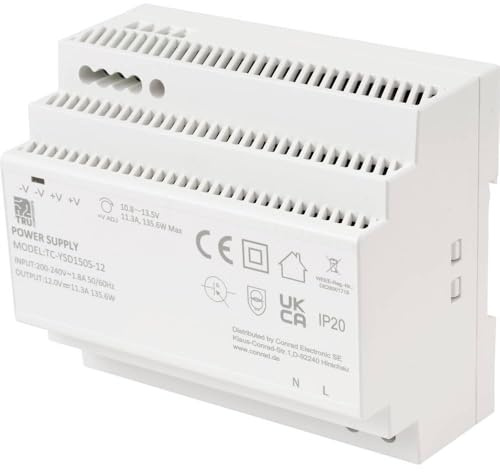 TRU COMPONENTS TC-13710892 Hutschienen-Netzteil (DIN-Rail) Verbrauch (Standby) 0.3 W 12 V/DC 11.3 A 135.6 W Anzahl Ausg
