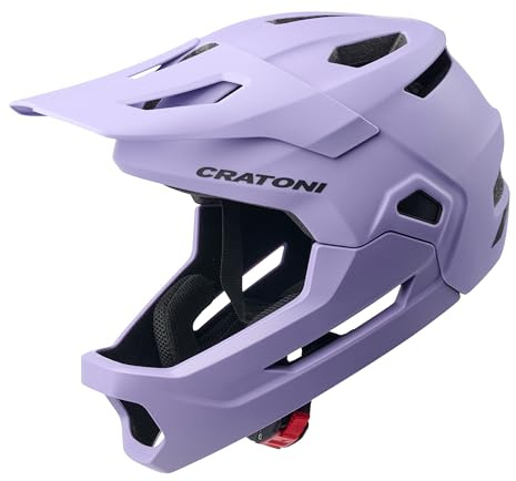 Cratoni Jugenhelm Madcat Fullfacehelm Fahrradhelm Kinnbügel S/M 49-56 MTB Kinderhelm Downhillhelm (Lavender)