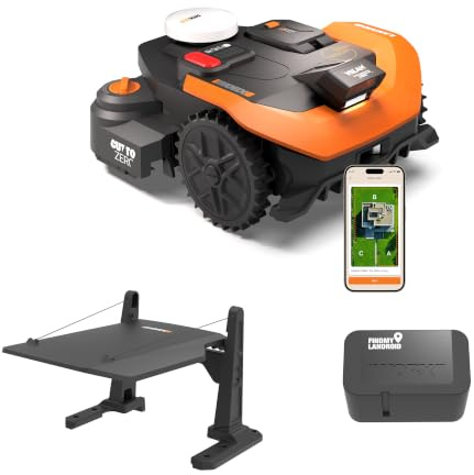 WORX Vision Cloud 2WD WR330E Robot Tondeuse 3000 m² sans Fil périphérique + Garage + Antivol (évitement d'obstacles IA, Navigation VSLAM + RTK Cloud, cartographie Auto, contrôle Via app, Cut-to-Zero)