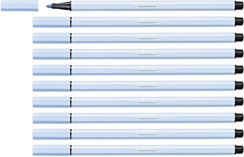 STABILO Pen 68 - Premium Fibre-Tip Pen | Pack of 10 - Ice Blue