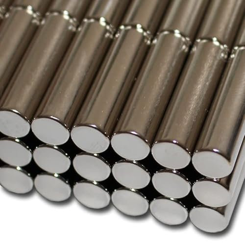 5 Neodym Stabmagnete Ø8x30 mm NdFeB N48 NiCuNi vernickelt - Haftkraft ca. 4 kg -