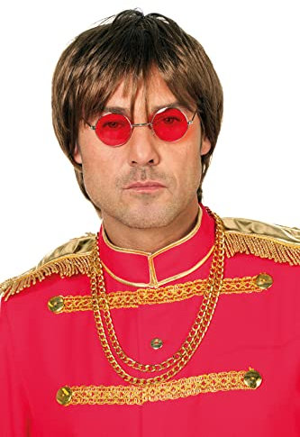 PARTY DISCOUNT Brille Hippie, runde, rote Gläser, Metall