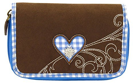 Friedrich 23 RV-Damenbörse, Bavaria, Velvet, Münzbörse, 16 cm, Braun/Blau