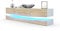 Vladon Lowboard City, Made in Germany, TV-Kommode mit Sockelelement, 1 offenem Fach und 3 Schubkästen, Weiß matt/Eiche Sägegrau, inkl. LED-Beleuchtung (178 x variabel x 39 cm)