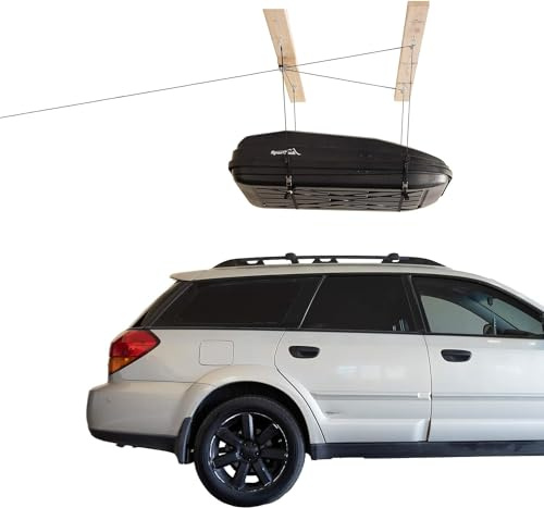 HARKEN - Cargo Box Overhead Garage Storage Heist, selbstnivellierend, sicheres Anti-Drop-System, einfache EIN-Personen-Bedienung, intelligente Garagenorganisation.