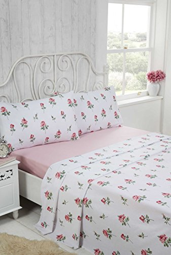 Rapport Home Rosebud Brushed Cotton Single Sheet Pink