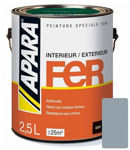 APARA Peinture Fer Satin 2.5 litres Gris argent (RAL 7042)