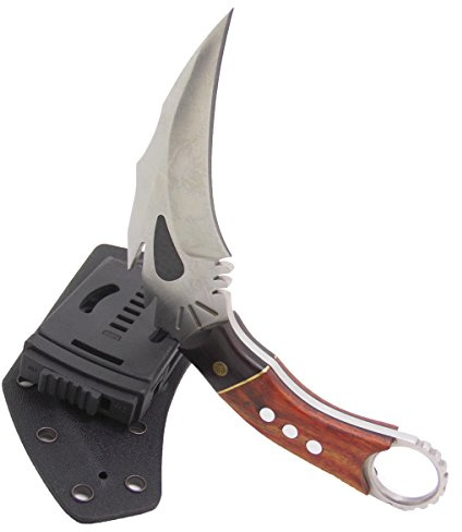 Masalong Dragon Dracarys series Fixed Blade Karambits Claw Knife With K Sheath (Silver)