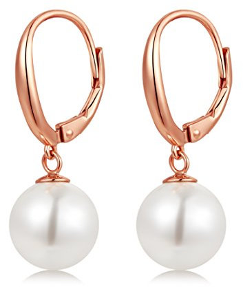 Perlen Ohrringe Damen Perlenohrringe Rosegold Damen Hängend 925 Sterling Silber Hängend Muscheln Perle Zirkonia Perlen Ohrringe Für Damen Mädchen