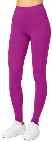 Merry Style Leggings Lunghi Donna in Viscosa con Elastan Ampia Pantaloni Donna Banda Elastica Leggins per Casa Palestra Tempo Libero MS10-143 (Fucsia, XXL)