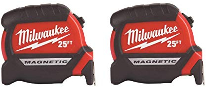 Milwaukee Tool 48-22-7125 Magnetic Tape Measure 25 ft x 1.83 Inch, 2 Pack