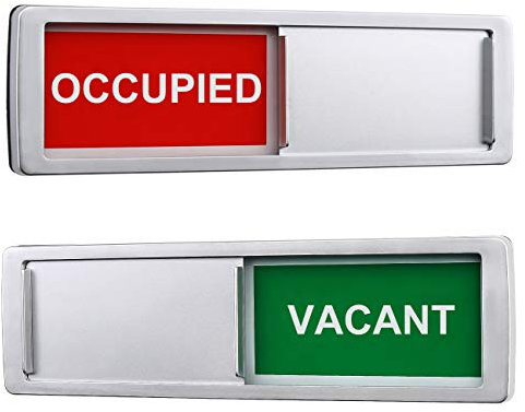 Panneau de protection de la vie privée pour la maison, le bureau, les toilettes, les hôpitaux, les portes coulissantes indiquant si la chambre est vacante ou occupée, 17.8x5.1 cm. Argenté.