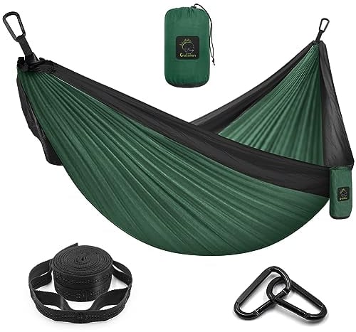 Grassman Hängematten Outdoor Ultraleicht, Camping Hängematten Fallschirmseide Tragbare mit Aufhängeset, Reisehängematte Atmungsaktiver für Trekking, Camping, Radtour, Angeln, Garten, Strand, 275x140cm