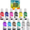 Alcohol Ink Set - 12 Vibrant Colours Ink for Epoxy Resin Art, Petri Dish Making - Concentrated Paint Colour Dye for Resin Painting, Tumbler, Coaster Making, Yupo - 10ml