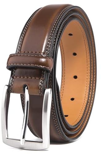 Fabio Valenti Ceintures habillées en cuir véritable pour homme – Ceinture pour hommes, costumes, jeans, uniformes avec boucle à broche unique – Conçue aux États-Unis