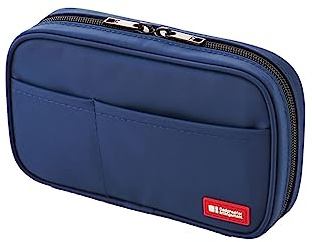 LIHITLAB Large Capacity Zipper Pencil Case for School Office College, Big Capacity 4 Compartments Pencil Bag Holder Adults Teen Boys Girls, Travel Cosmetics Storage, Indigo (A7551-11N)